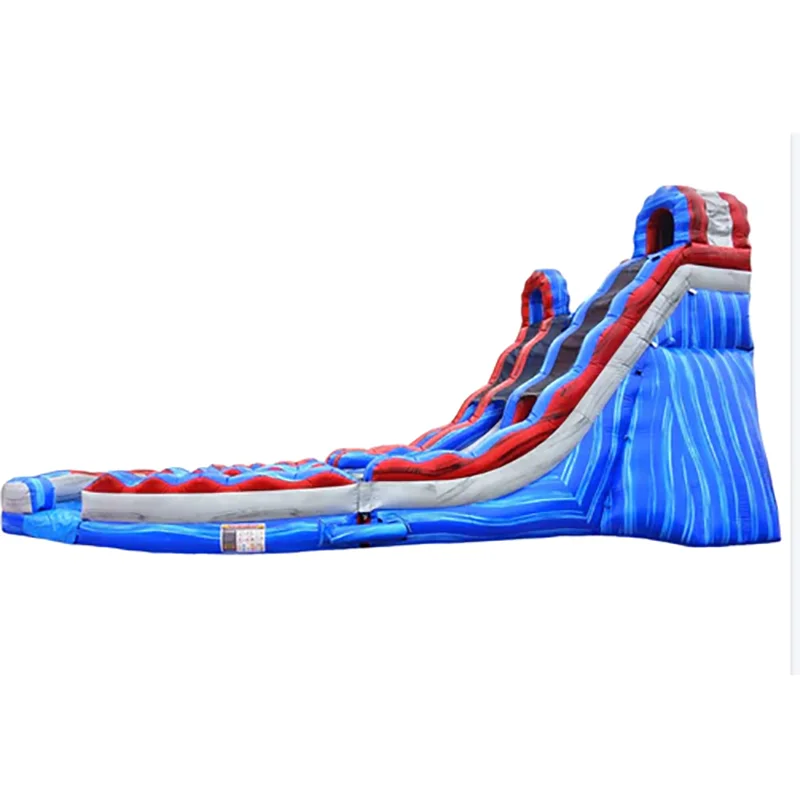 Curved Inflatable Dual Slide Wet Dry With a Small Pool