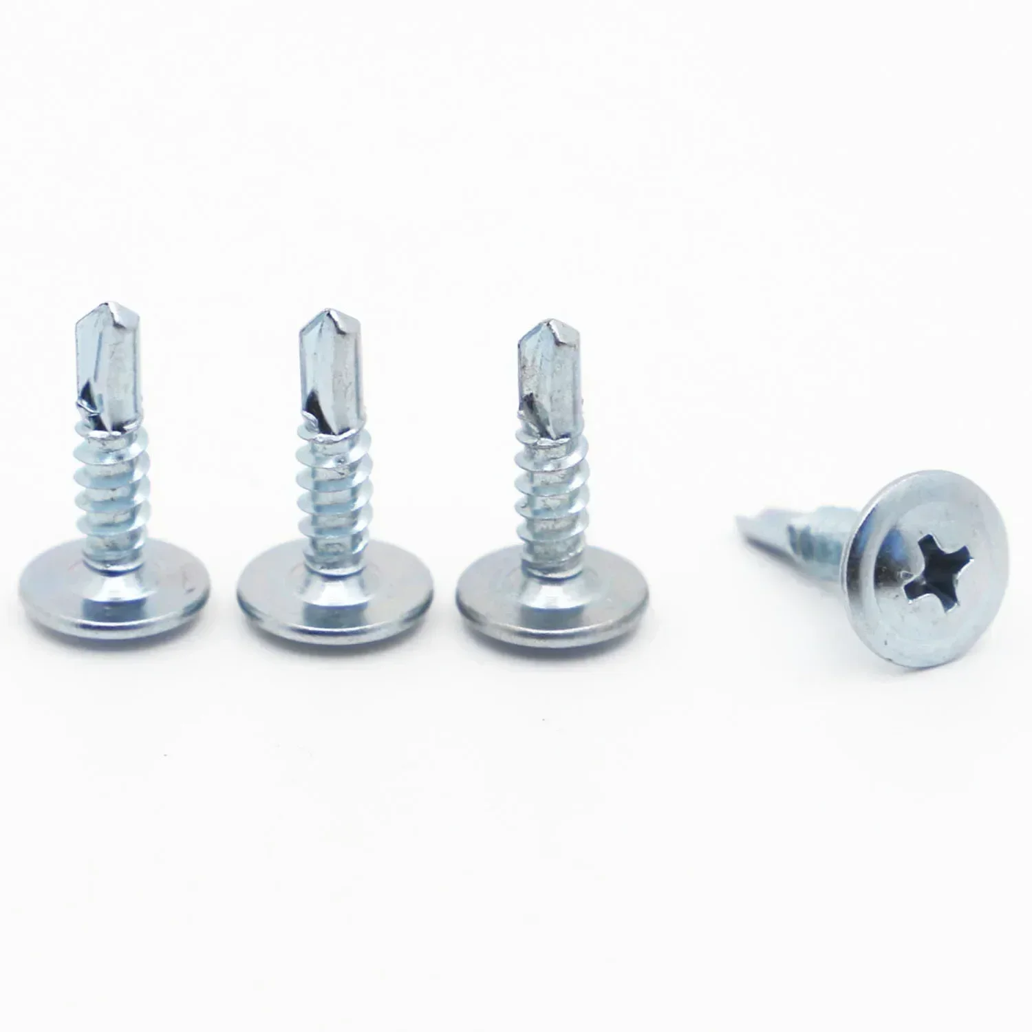 100PCS Zinc Plated Drilling Screws Large Flat Head Self Drilling Screws Cross Drill Tail Screws M4.2