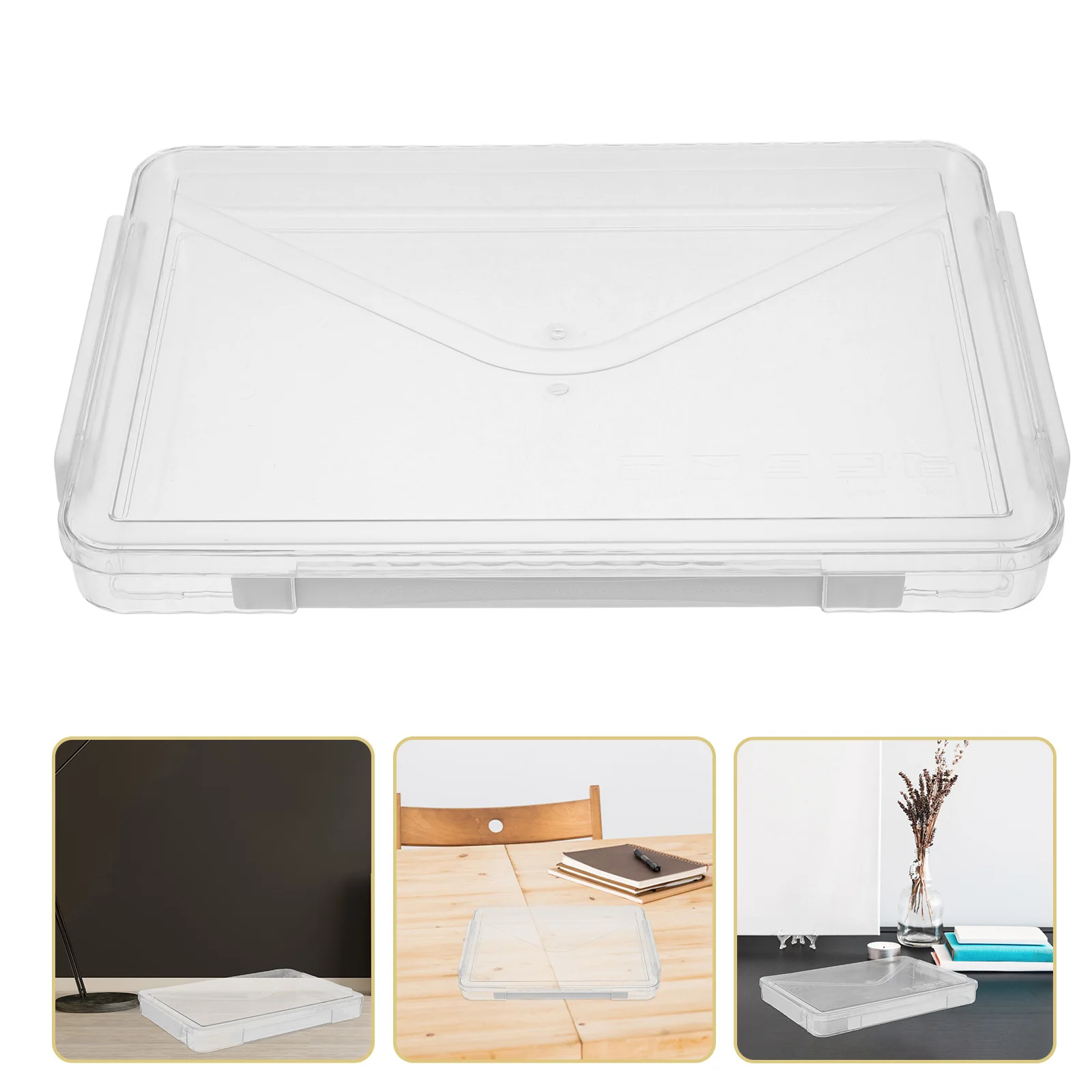 

Clear Transparent Document Storage Box Handle Flip Lid Waterproof Portable File Organizer Box For Certificates Magazines