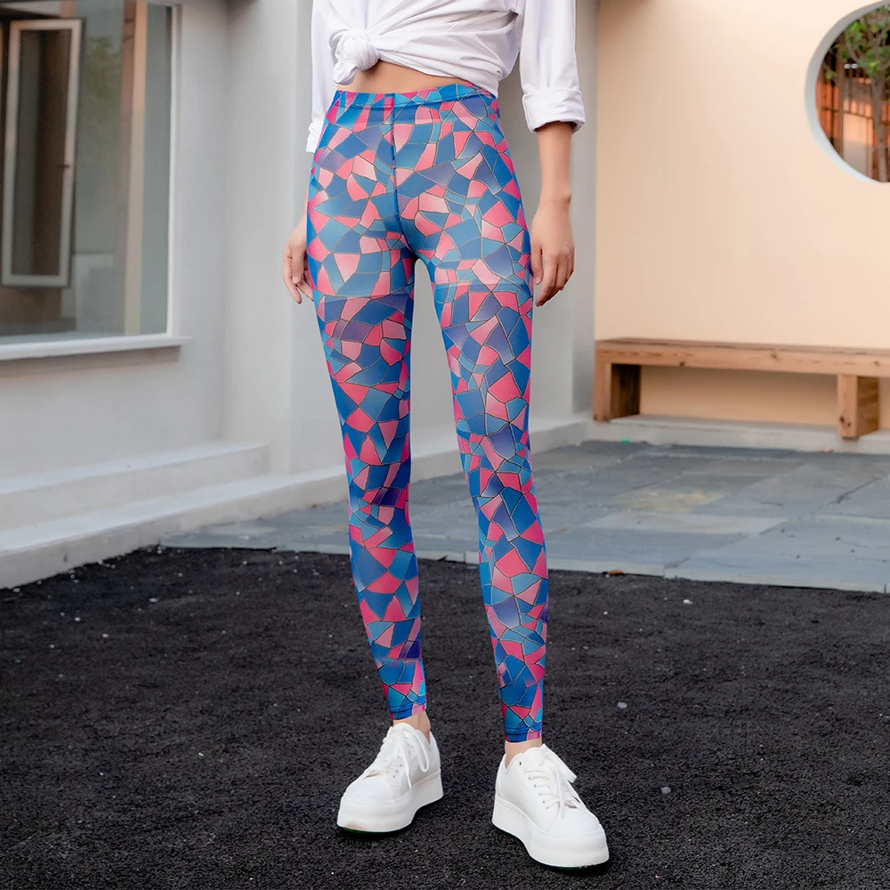 Mesh Breathable Leggings For Women In Summer Wear Thin Sunscreen Elastic Waist Colorful Bohemian Small Legs Printed Pants