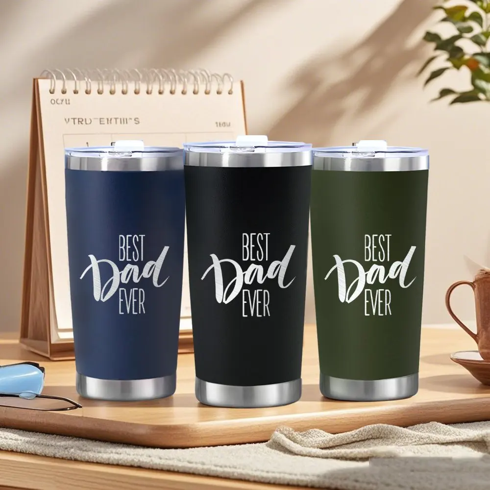 

20oz Stainless Steel Best Dad Ever Tumbler, Perfect Father's Day Gift from Son & Daughter, Office Daily Commute Outdoor Camping