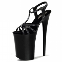 ​Powerful Stage Heels 23CM, Black Multi Strap Sandals with Platform, Dominant Party Statement Shoes​