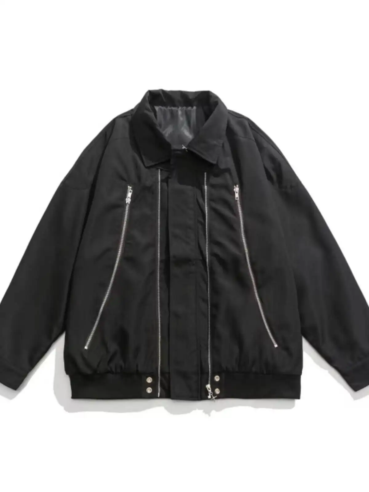 

American High Street Loose Men's Flight Jaet with Multiple Zippers Spring Autumn Trendy Brand Couples Outerwear Top