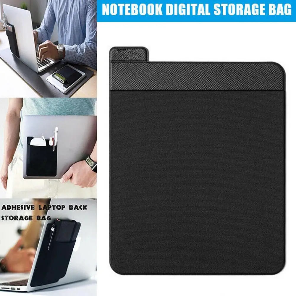 Zelfklevende Laptop Back Opbergtas Muis Tas Grote Stretch Stof Tablet Zwarte Opbergmuis Tas Digitale Harde Schijf Pen Organizer