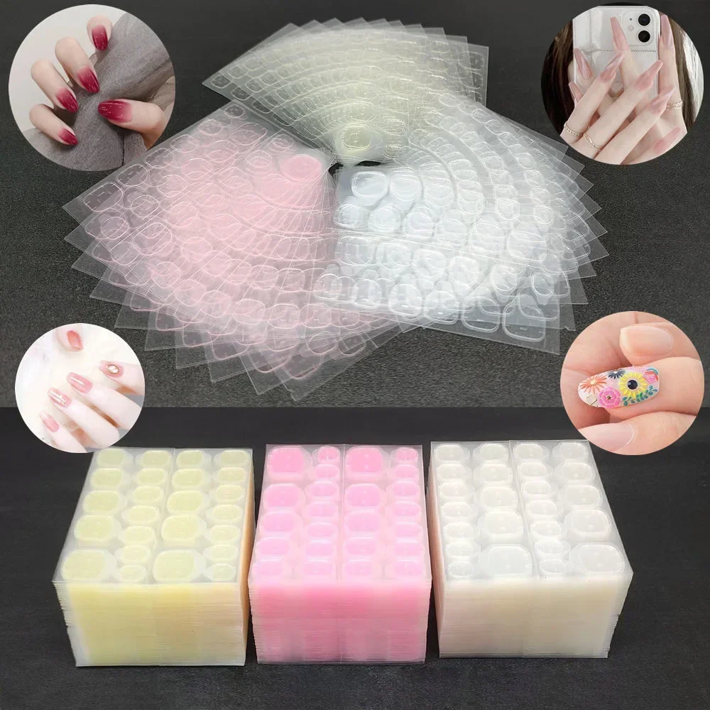 5 Packs Wearing Nail Jelly Nail Patch Double-sided Adhesive  24 Pieces Ultra-thin High Viscosity Waterproof  Dustproof Portable