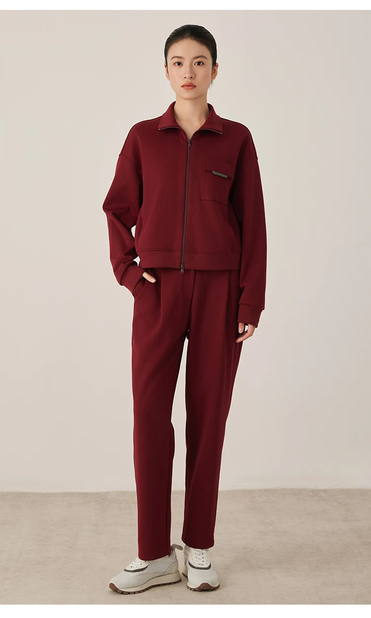 KW7523331 Lässige Damenhose mit geradem Bein, gemischter Stoff, elastische Taille, entspannte Passform, Hose mit Taschen – Detail 5