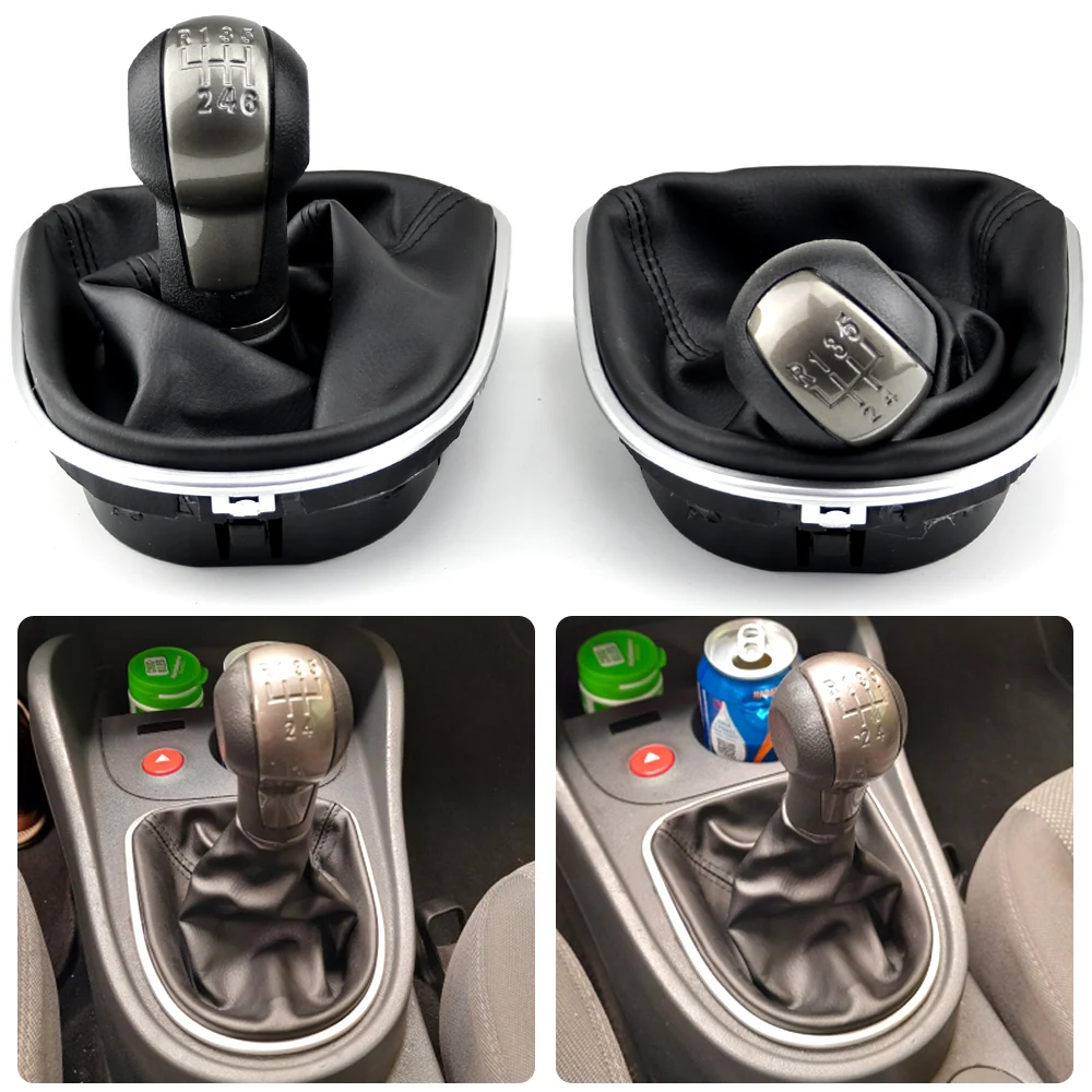 For Seat Altea 2004-12 Leon II 2005-12 Toledo III Gear Shift Knob Lever Shifter 5 6 Speed ABS With Leather Gaiter Complete Sets