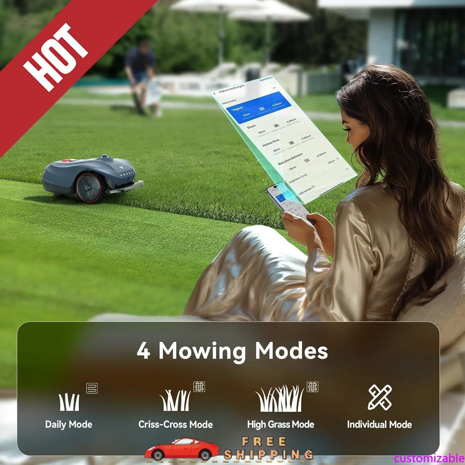 

Customizable Robot Lawn Mower Perimeter Wire Free for 0.75 Acre 3D LiDAR SLAM+Vision Mapping Robotic Lawnmower with