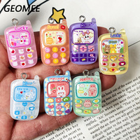 10pcs Random Mix Cartoon Phone Resin Charms Kawaii Rabbit Cellphone Pendant For Keychain DIY Crafts Jewelry Making