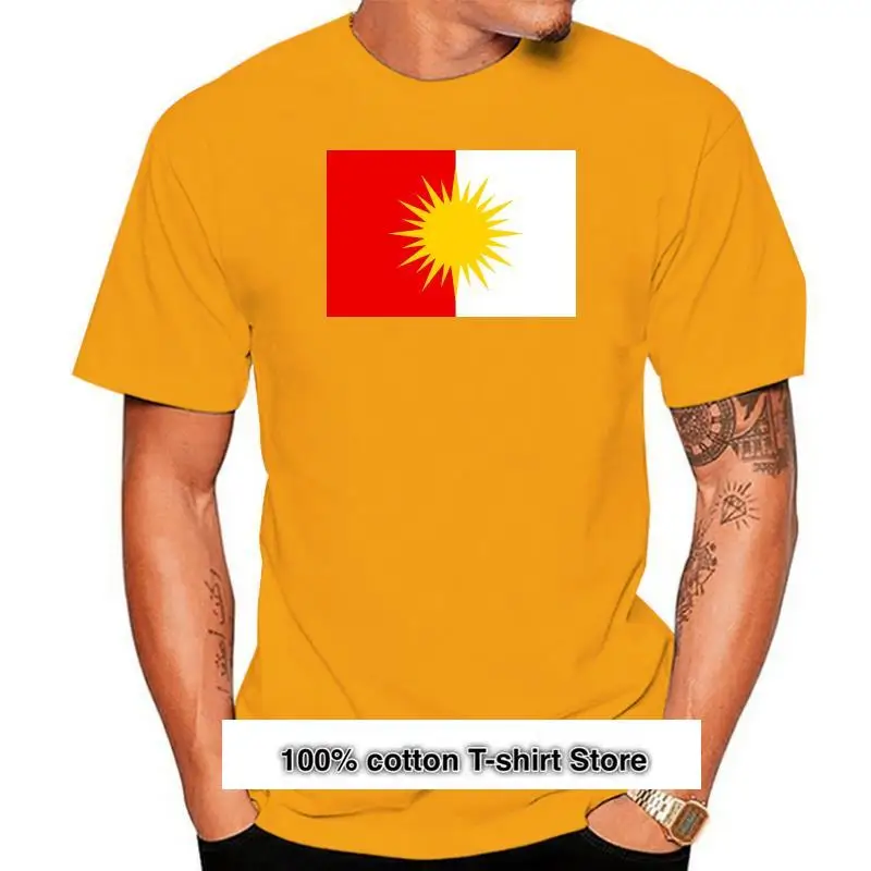 Camiseta estampada de algodón para hombre y mujer, camisa de manga corta con cuello redondo y bandera Yezidi