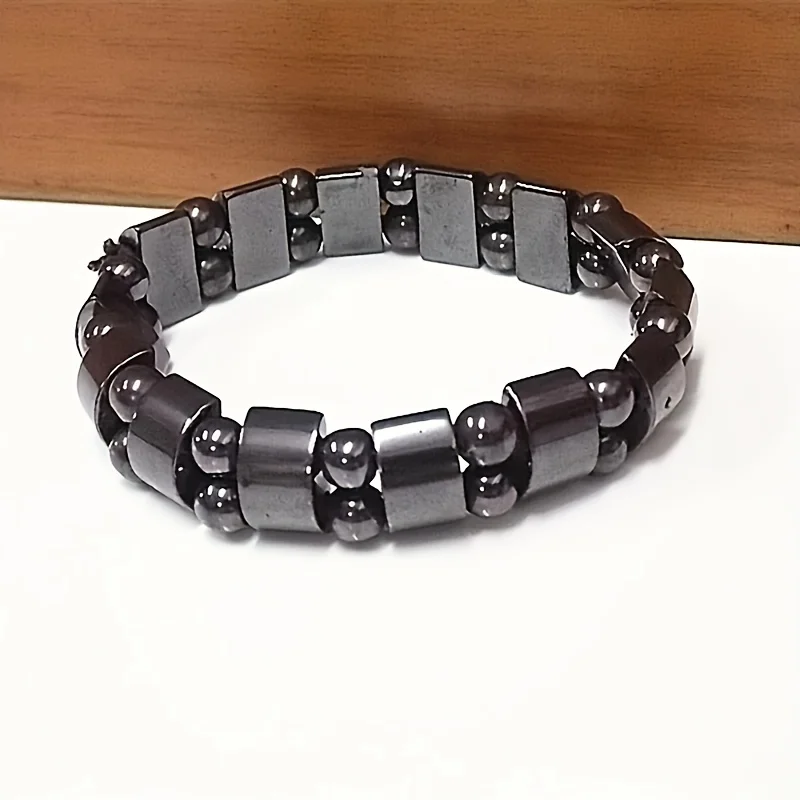 Classical Hematite Energy Beaded Elastic Magnetic Therapy Health Care Bracelets Slimming Health Care For Men Women