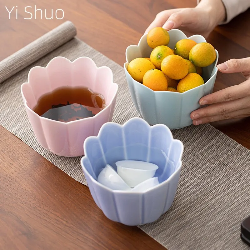 Lotus Tea Basin Jianshui Ceramic Cup Wash Exhausted Tea Jar Lotus Leaf Fruit Plate Flower Device Tea Ceremony Accessories