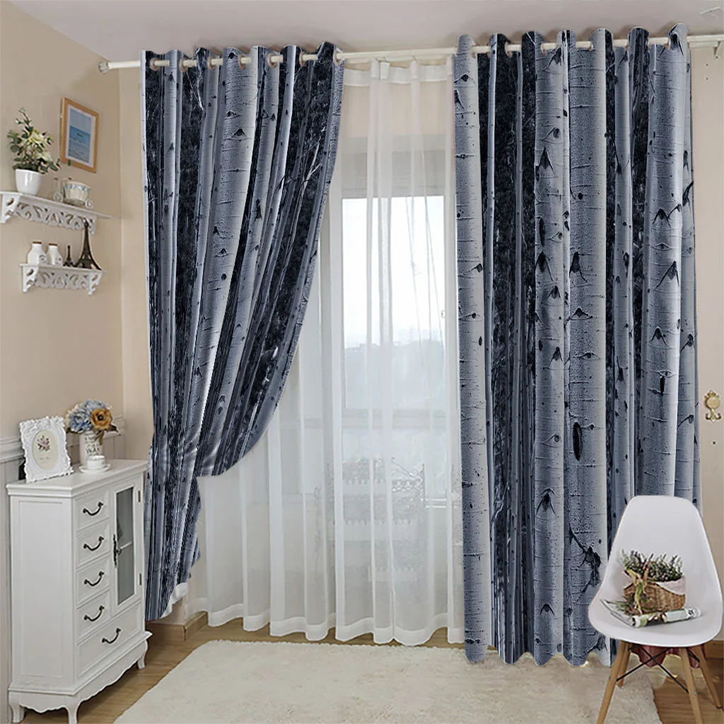 High quality custom 3d curtain fabric grey forest curtains 3D Window Curtain For Living Room