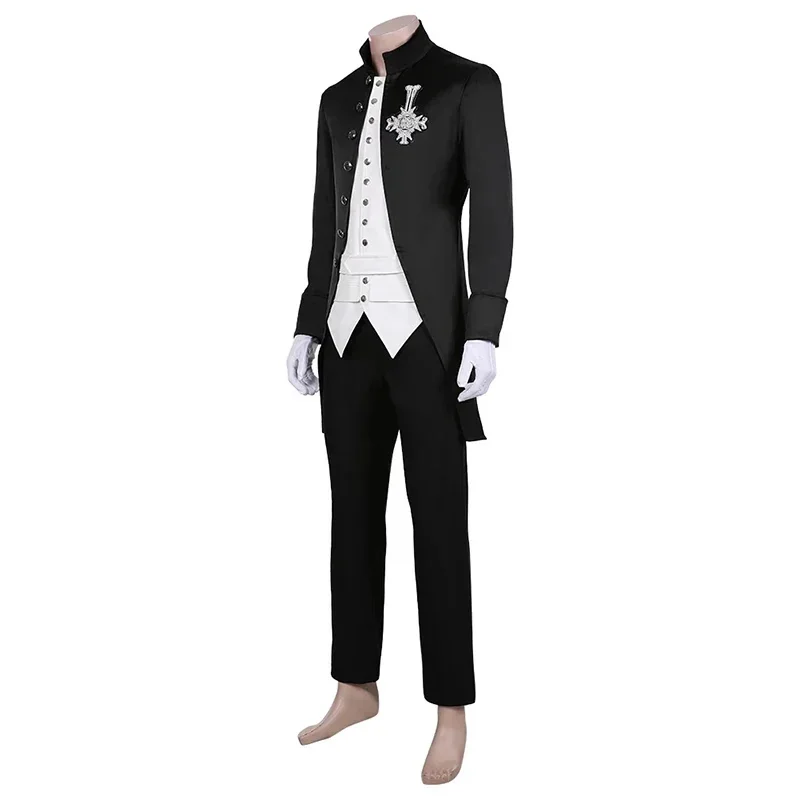 Anime Papa Emeritus Inspired Cosplay Ghost B.C.Costume Suit Cross Brooch Adult Men's Halloween Carnival Costume Autumn Long Coat