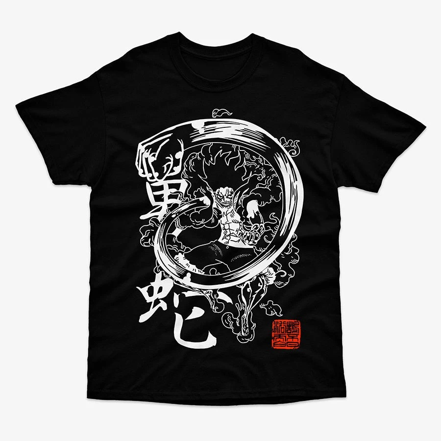 One Piece Luffy Gear 5 Black Mamba Anime Graphic T Shirt Japanese Manga Streetwear Cotton Oversized Tee