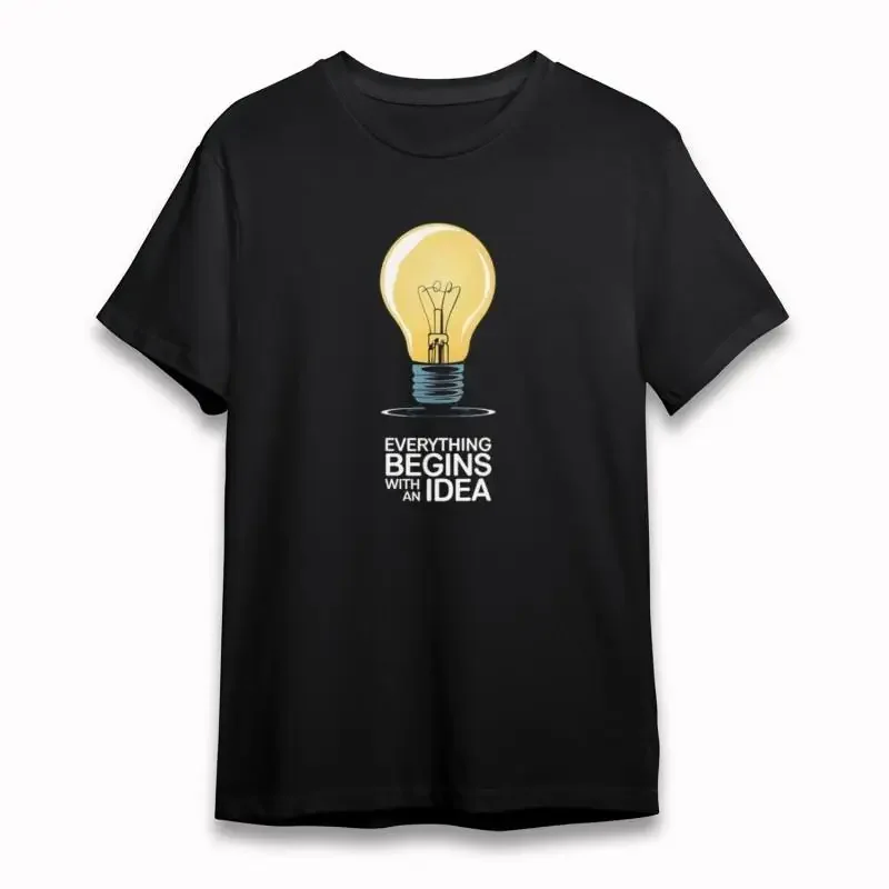 Men'S Soft Classic T Shirt Glowing Bulb Everything Begins With An Idea