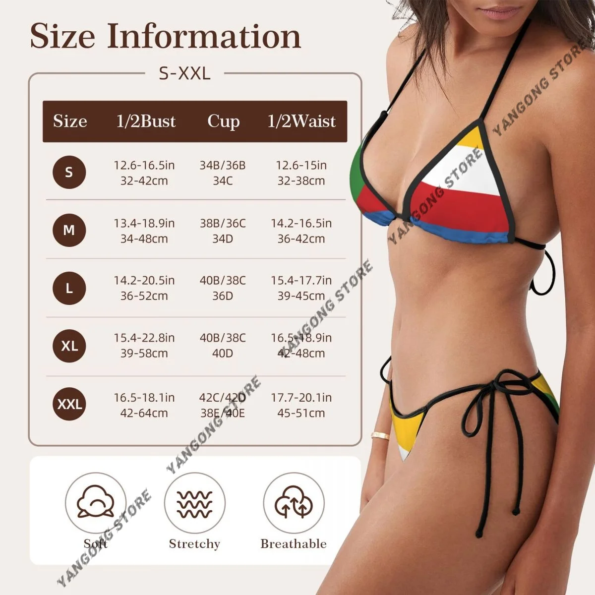 Mulher maiô de duas peças comoros bandeira banho feminino conjunto de biquíni sexy biquíni baixo wasit maiô