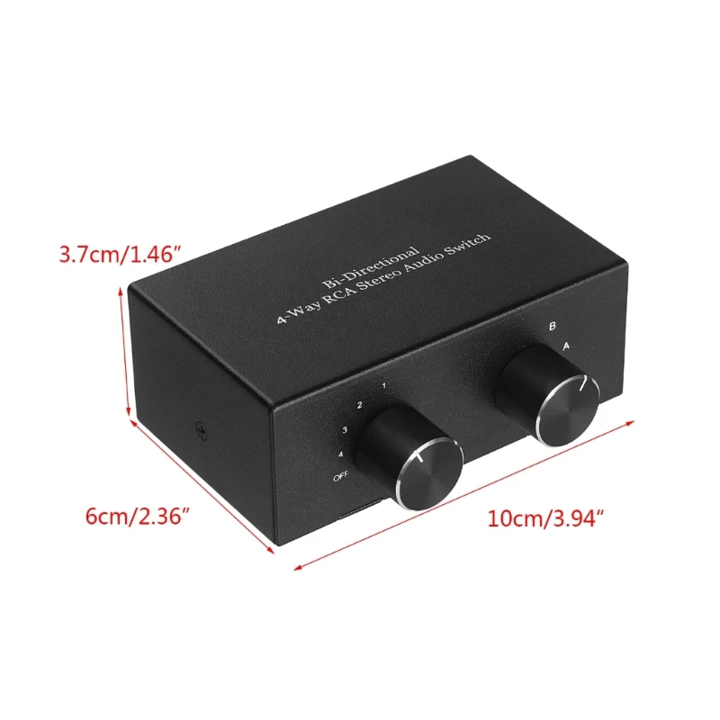 4 Way Bi-Directional RCA Stereo Audio Switch 2 In 4 Out or 4 In 2 Out L/R Jack Sound Channel RCA Audio Switcher Selector