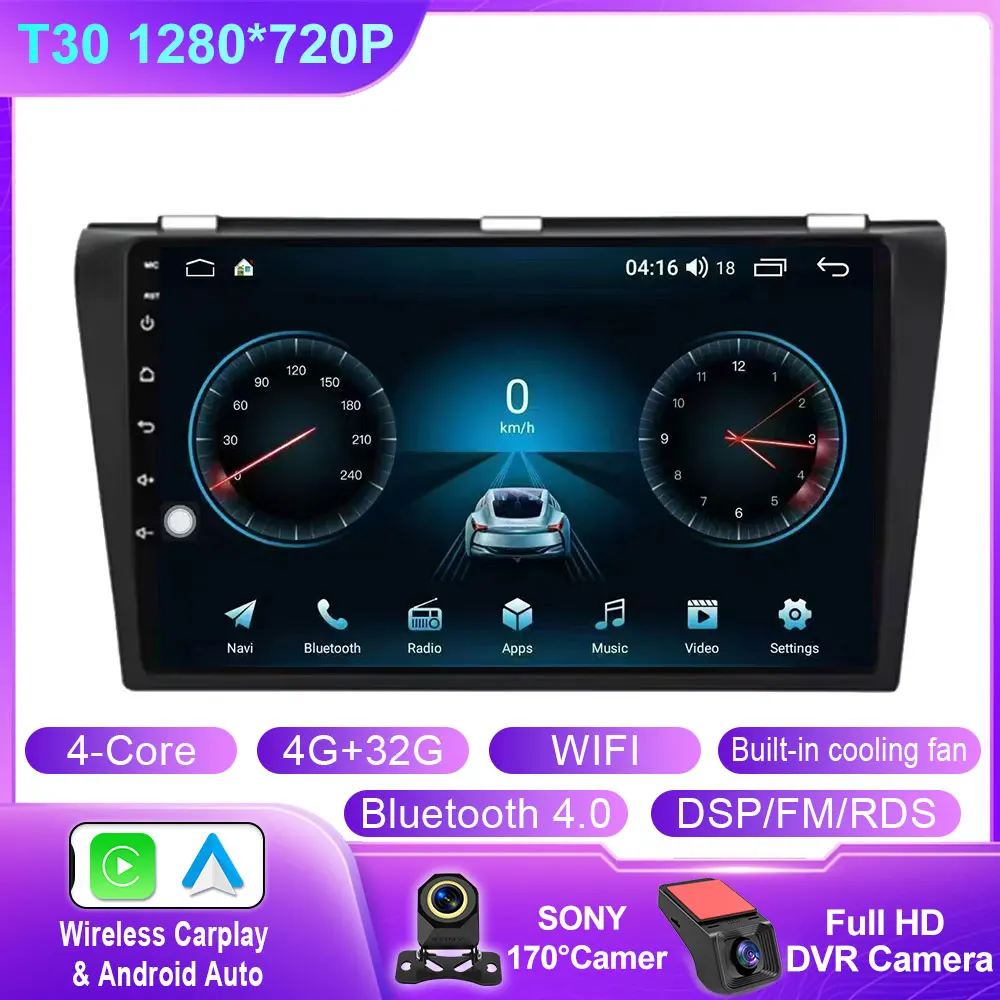 Android Draadloze Carplay Voor Mazda 3 2004 2005 2006 2007 2008 2009 Autoradio Met BOSE Multimedia Speler Stereo GPS Geen 2Din DVD