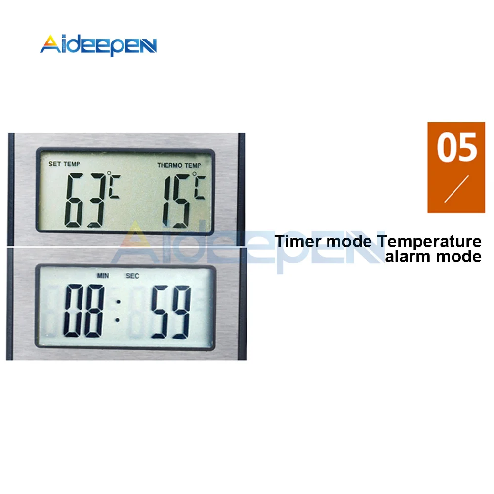 TP700 Mini-Küchenthermometer, digitales Kochthermometer für Fleisch, Lebensmittel, Ofen, Grill, mit Timer-Funktion und Edelstahlsonde – Detail 11