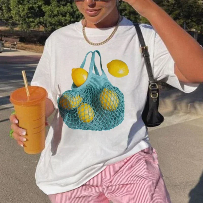 

Lemon Female Graphic Tees Grunge Y2k Aesthetic T-Shirt Harajuku Streetwear Cute Fruit T Shirt Women Loose Retro Fashion Clothing