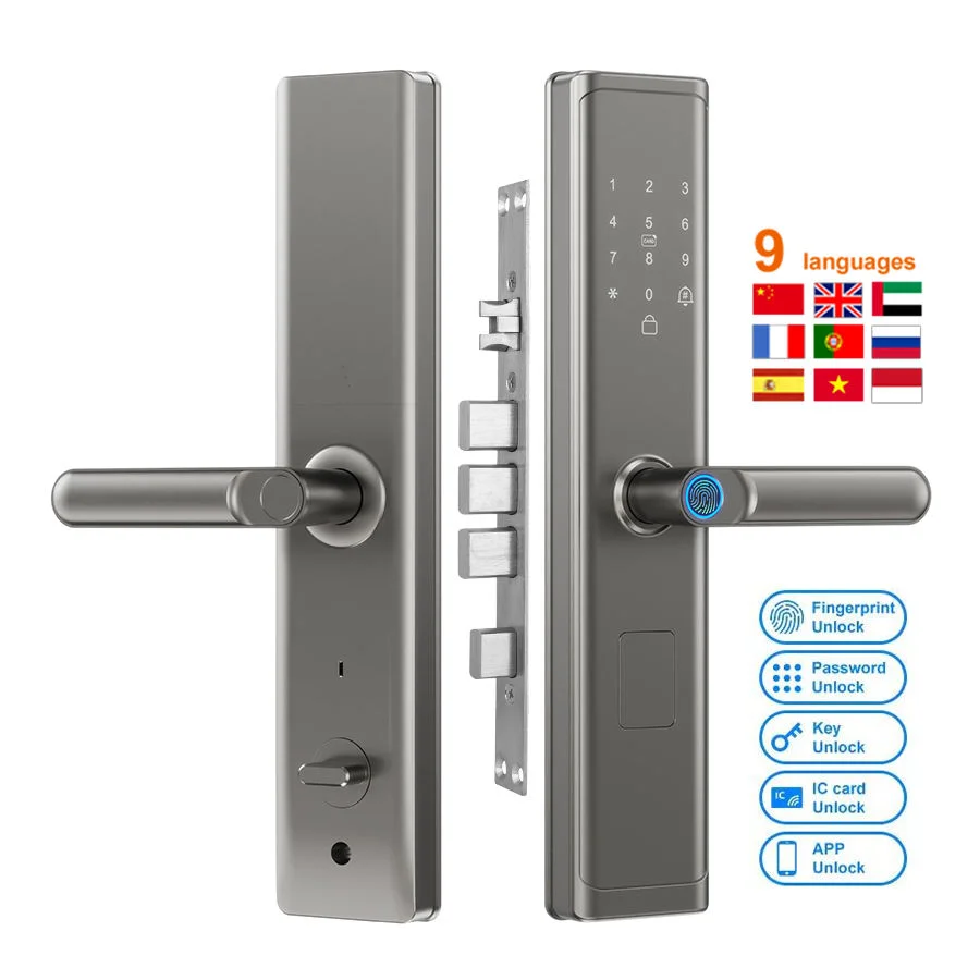 Tuya Wifi بدون مفتاح بصمة قفل الباب الذكي مقبض لوحة المفاتيح دخول رمز المرور الإلكتروني لمصنع الباب الأمامي بالجملة