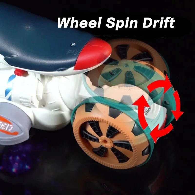Transformable Motorcycle Electric Toy Stunt Spinning Car with Colorful Sound And Light - Fun Baby Holiday Gift