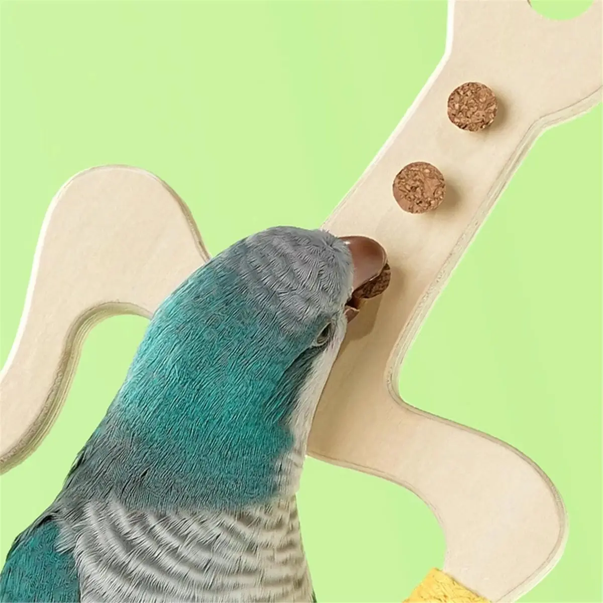 Bird Perch Interactive Guitar Toy Stand Natural Wood Perches Bird Swing for Climbing Grinding Parakeet Cockatiel Macaw