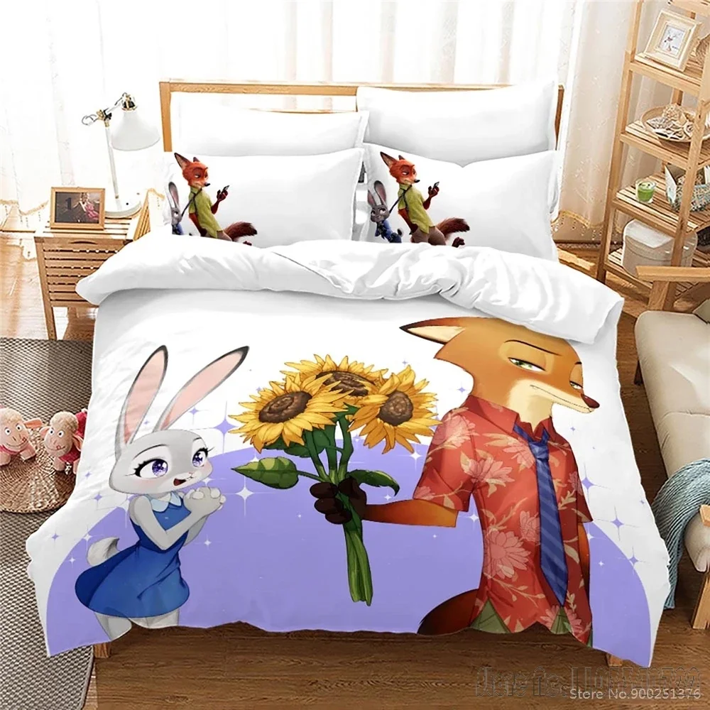 Zootopia zootropolis dos desenhos animados amor criança conjunto de capa edredão hd consolador capa roupas para crianças conjuntos cama decoração do quarto