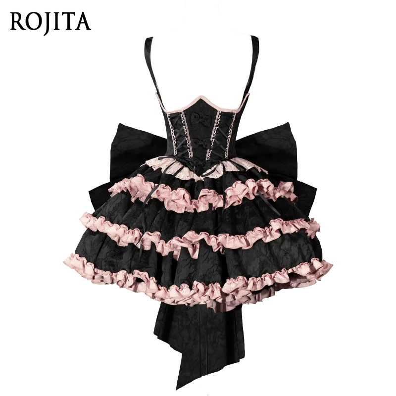 

Blackberry Pink Strap Half Skirt Lolita Cake Skirt with Oversized Bow and Tail for Autumn and Winter 2025 New Goth Skirt