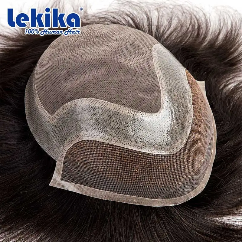 Virgin Hair Toupee For Men HD Swiss Lace with Thin Skin PU Mono Top Male Hair Durable Prosthesis 6\