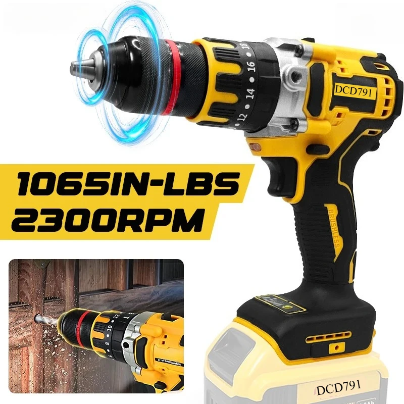 DCD791 コンパクトコードレスドリル ブラシレスモータードリルドライバー 多機能 充電式電動工具 DEWALTバッテリー対応