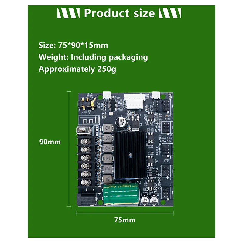 A25P ZK-MT21S Leaded Bluetooth Digital Amplifier Board TPA3116 Chipset, 50+ 50+ 100W Subwoofer Power