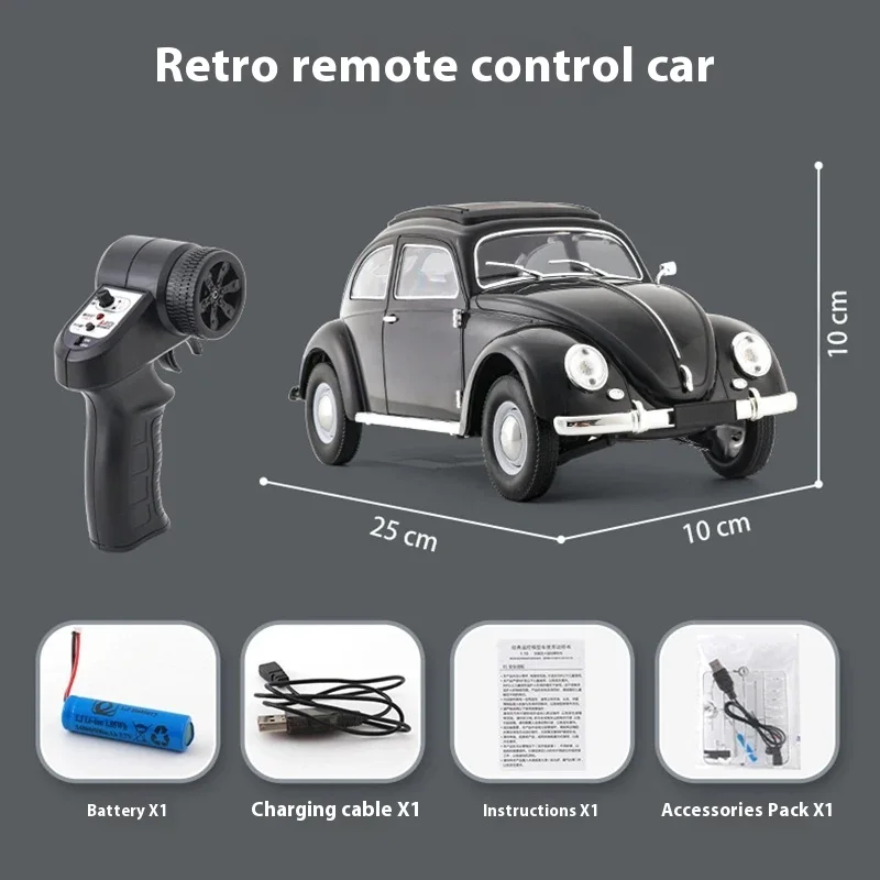 New Retro D62mini Remote Control Car Naughty Rondelin Simulation Beetle Light Drift Flat Run Rc Car Boy'S Birthday/Xmas Toy Gift