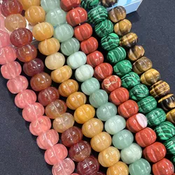 12 14MM Natural Stone Pumpkin Shaped Agates Rose Quartz Spacer Beads Jewelry Making DIY Necklace Bracelet Earrings Accessories