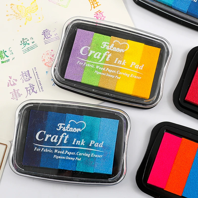 Kawaii Gradual Color Ink Pad Large Oil Based Rubber Stamp DIY Scrapbooking Journal Planner Decorations Kids Gift Finger Print