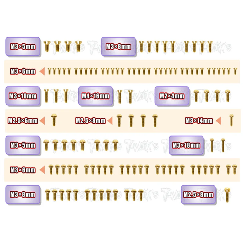 

Original T works GSS-X1'23 Gold Plated Steel Screw Set 115pcs. ( For Xray X1 2023 )ssional Rc part