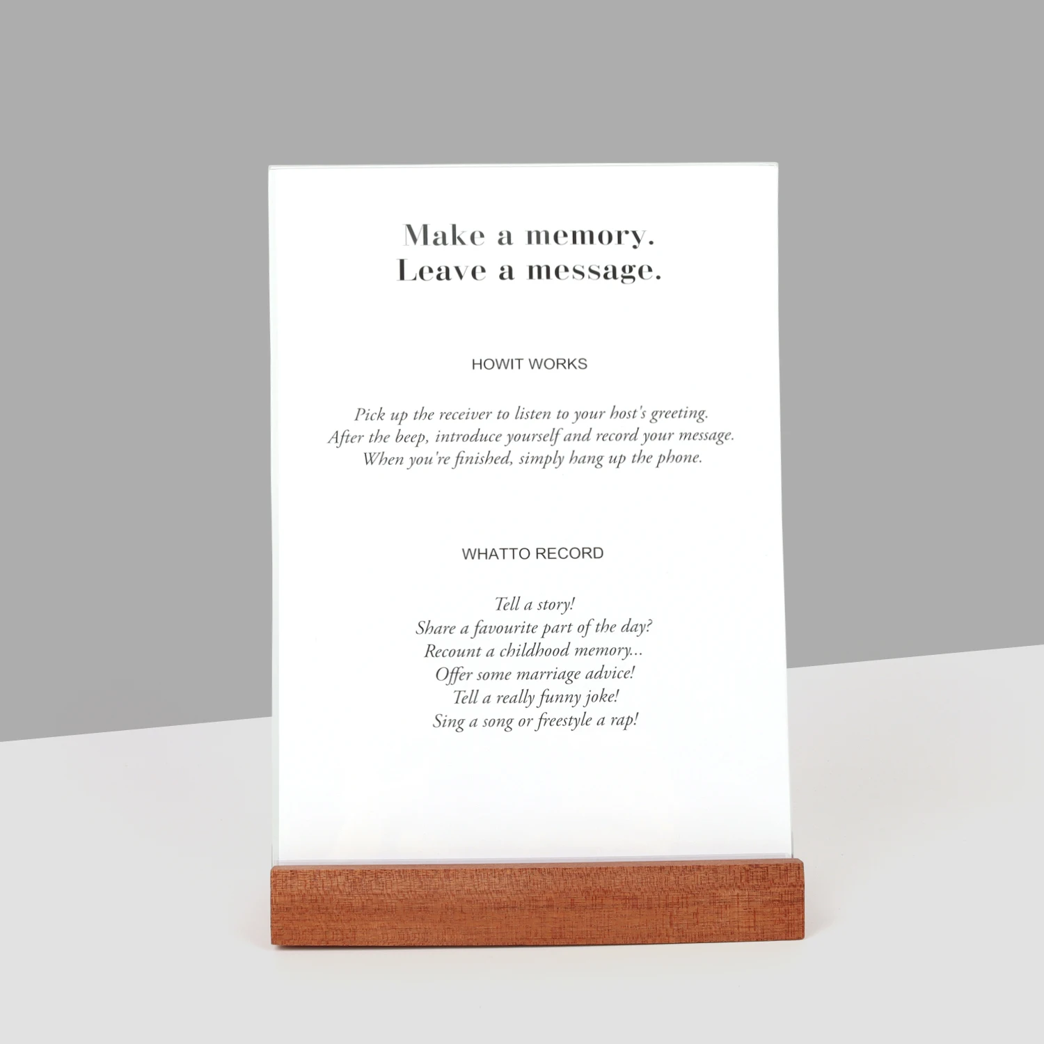A5 148X210MM Slant Back Acrylic Sign Holder Display Stand Picture Ad Brochure Flyer Frame Wood Menu Price Paper Message Board
