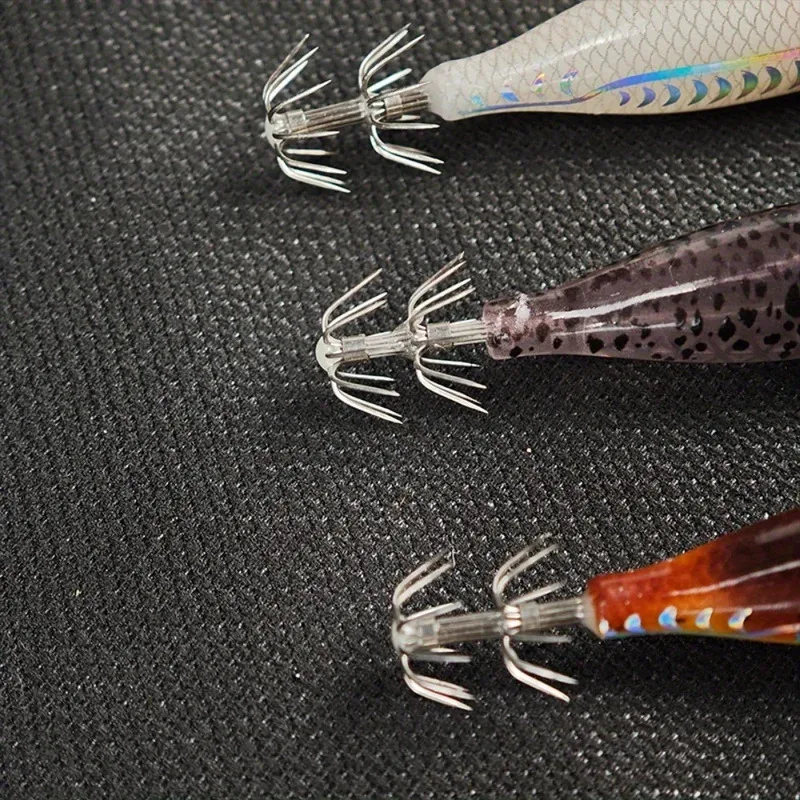 10pcs/set 8cm/ 5.7g Shrimp Fishing Lures Luminous Squid Jig Hook Sea Fishing Accessories Artificial Bait Octopus Lure image 3