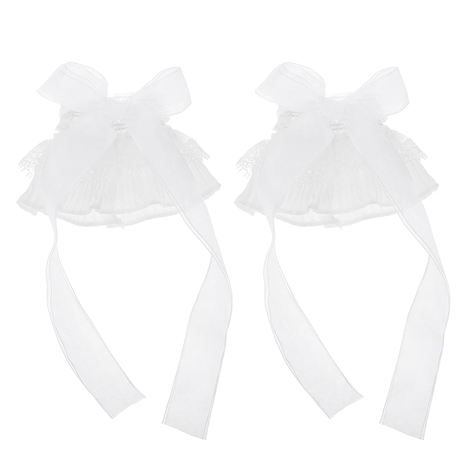 

1 пара белых кружевных манжет на запястьях, прозрачные эластичные перчатки с цветочными рюшами в стиле Лолиты, аксессуары для свадебного платья, искусственные манжеты на запястье