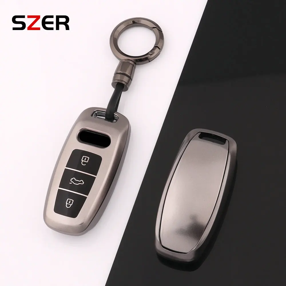 Soft Gun Grey TPU Auto Remote Key Case Cover Shell für Audi A3 A4 B9 A6 A7 4K A8 E-Tron Q5 Q8 C8 D5 Sq8 Tasche Schlüssel bund Zubehör
