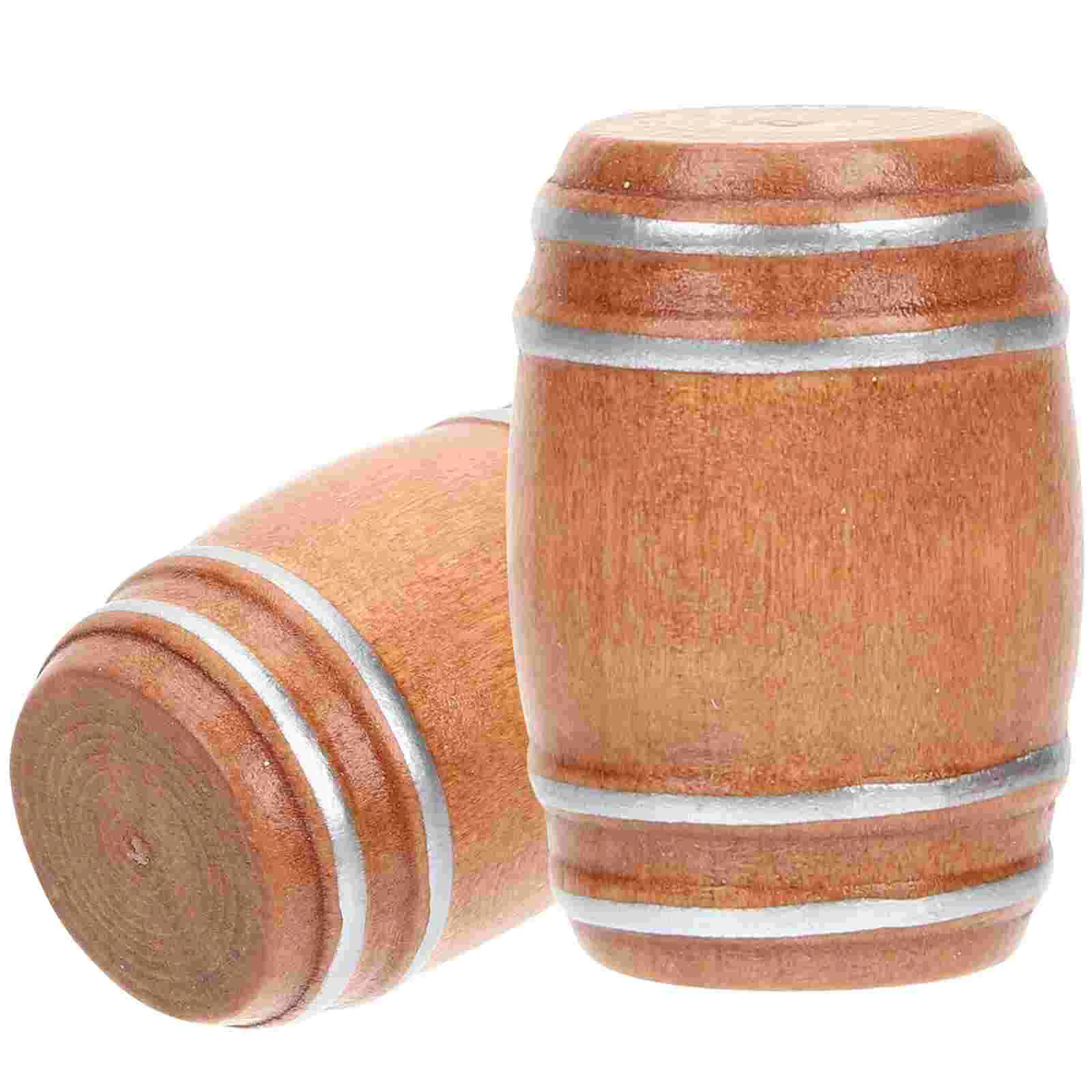 

2 Pcs Beer Barrel Tiny House Mini Accessories Miniature Decorate Wooden Barrels Models Child Miniatures