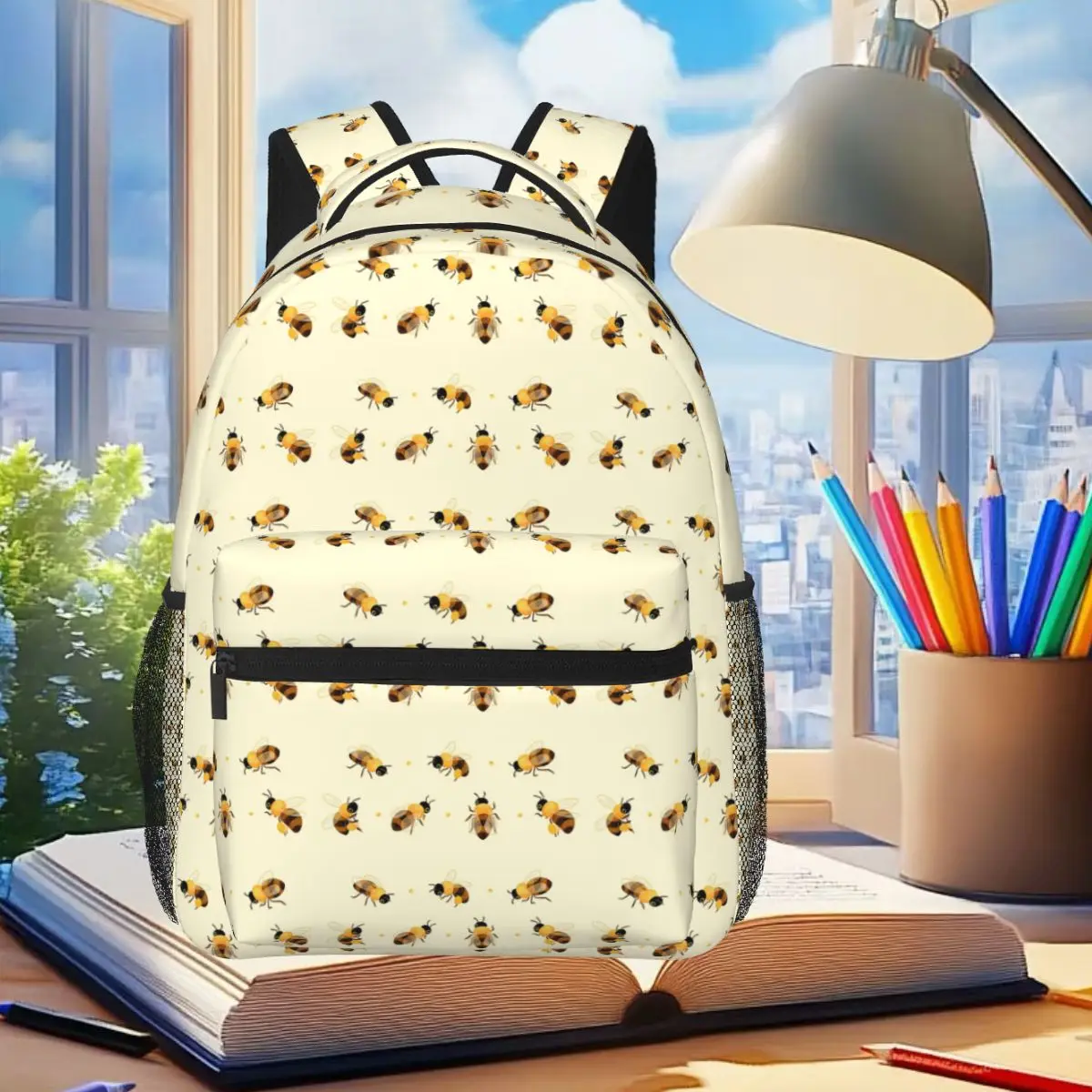 

Студенческий рюкзак Honey Bees, школьная сумка, походный дорожный рюкзак для мужчин и женщин, модная сумка для книг, сумки на плечо