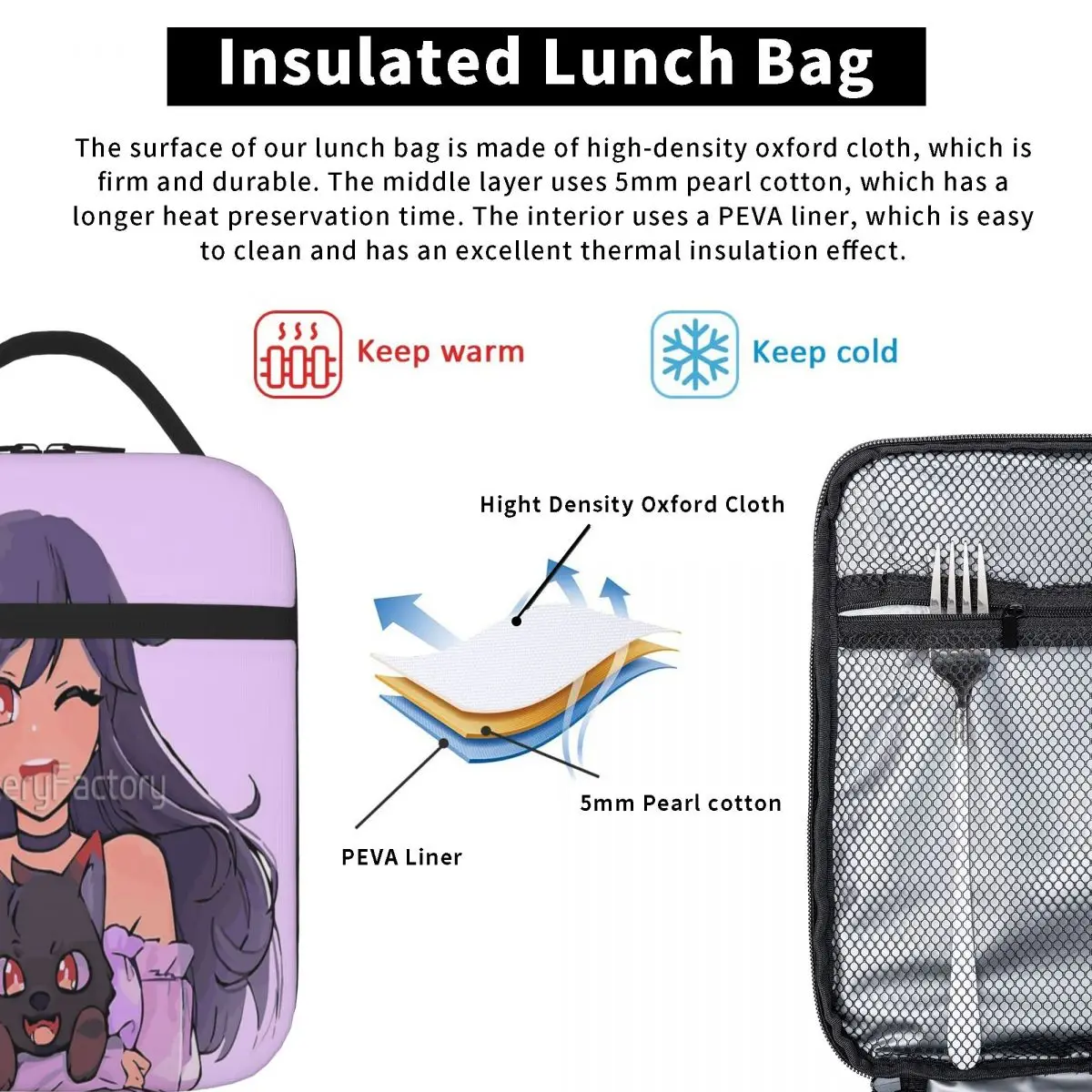 Aphmau con Aaron Dog Lunch Tote Kawaii Bag Lunch Box Kids Lunch Box Thermal