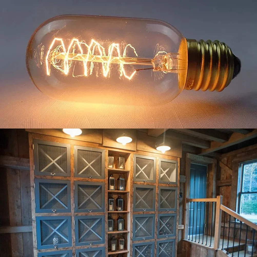 

E27 40W 220V Tubular Vintage Bulb Squirrel Cage Filament Long Lifespan 5000 Hours Warm Light for Chandeliers Pendant Wall