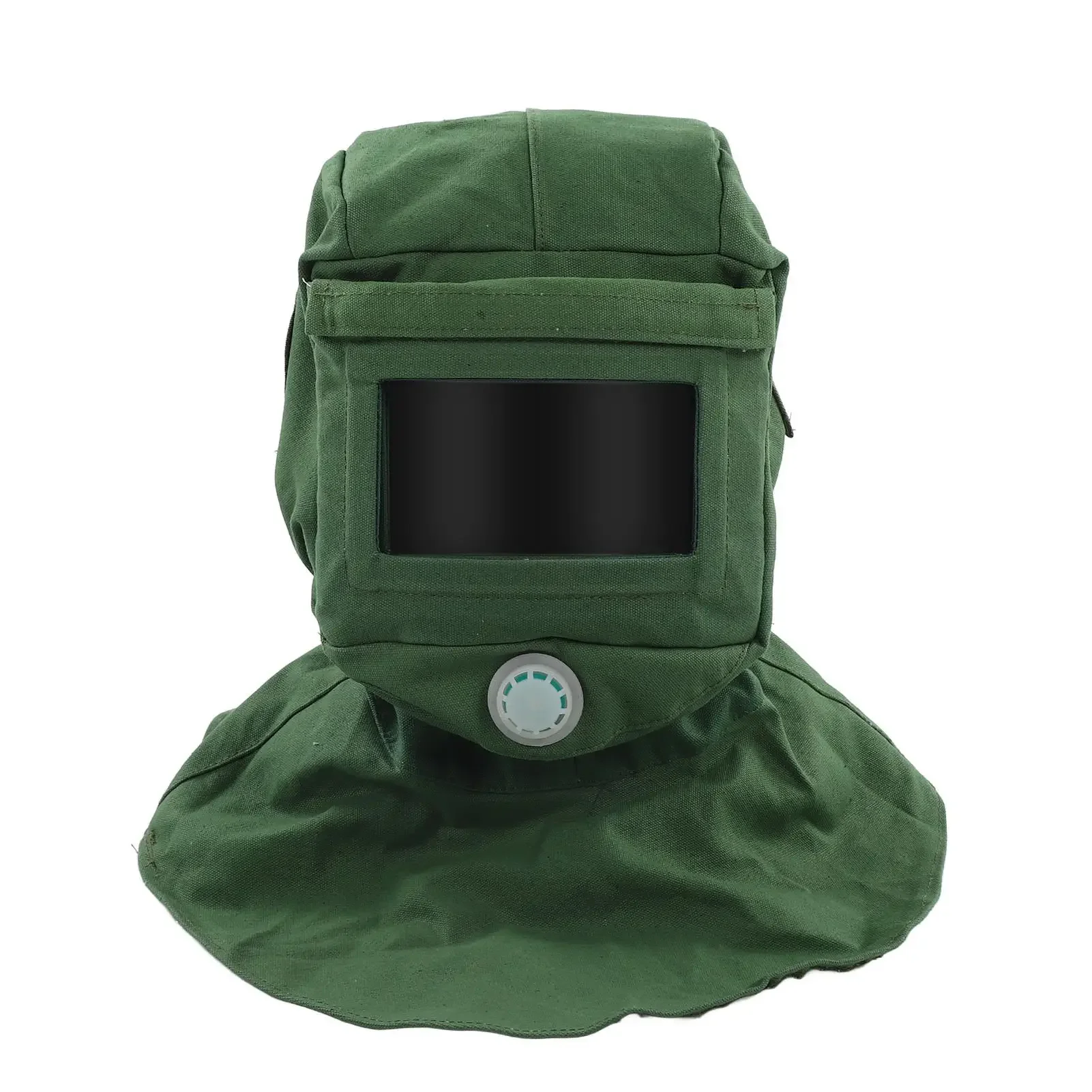 Sand Blasting Hood Cap Face Shield Vent Dustproof Windproof Canvas Shawl Cut Scratch Heat Resistant Neck Protector