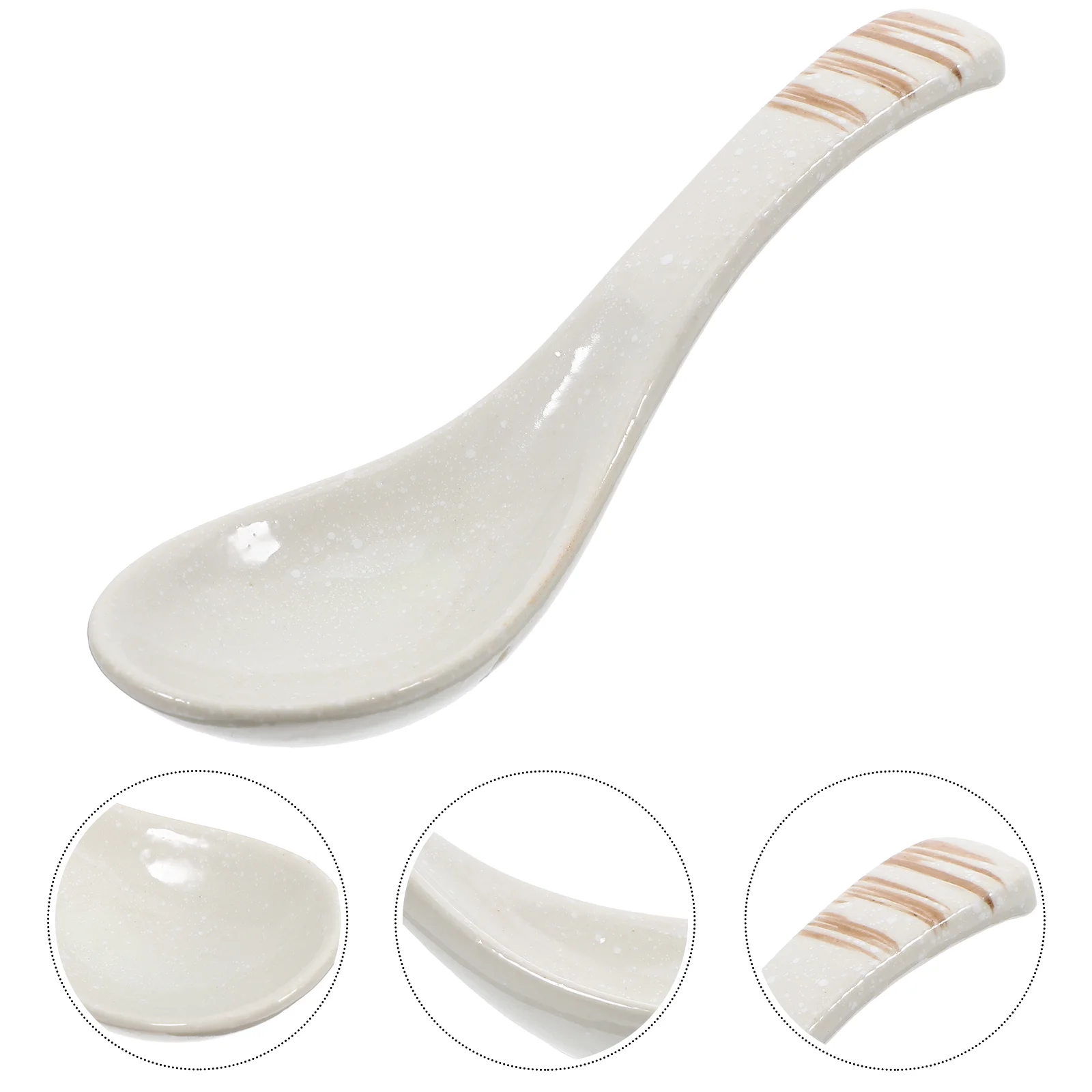 Ceramic Tableware Miso Soup Spoons Dumpling Serving Teaspoon Retro Pottery Food Asian Ramen Pho