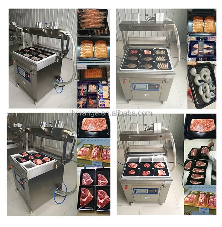 Automatic fish seafood tray skin packaging sealing machine skin pack small meat skin packing machine