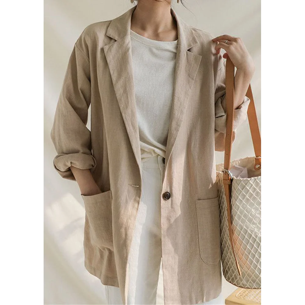 

Summer 2024 Women's Blazer Linen Single Breasted Elegant Casual Tailor Made to Order Woman Clothing Top for Women Blazers 2023