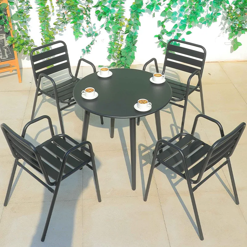 Customized outdoor tables and chairs, patio furniture, outdoor aluminum alloy tables and chairs, milk tea shop, balcony